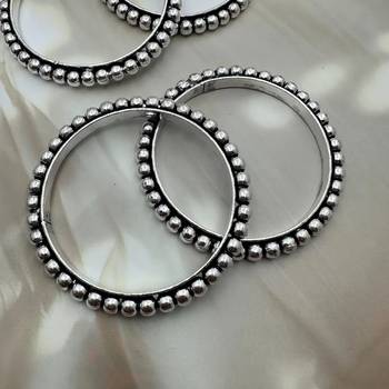 Silver plated pair of hand bangles oxidized german silver handmade 2
