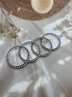 Silver plated pair of hand bangles oxidized german silver handmade 4