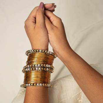 Gold bangles sets dual tone indian oxidized golden silver look alike bangles gifts partywear 1