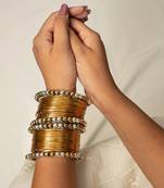 Gold bangles sets dual tone indian oxidized golden silver look alike bangles gifts partywear