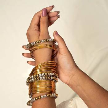 Gold bangles sets dual tone indian oxidized golden silver look alike bangles gifts partywear 2