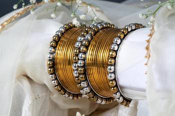 Gold bangles sets dual tone indian oxidized golden silver look alike bangles gifts partywear 4