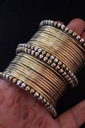 Gold bangles sets dual tone indian oxidized golden silver look alike bangles gifts partywear