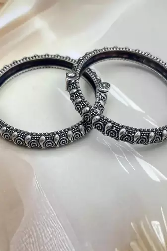 Bangles kada set indian hand jewellery silver plated bracelet openable kada broad bracelet