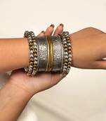 Kada and bangdi german silver oxidised dual tone, indian antique finish jewellery