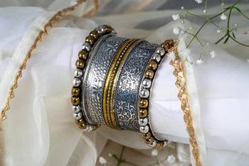 Kada and bangdi german silver oxidised dual tone, indian antique finish jewellery 4