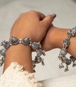 Trendy jhumki ghunghroo bangle hand kada, dome shape kada, indian oxidized kada 