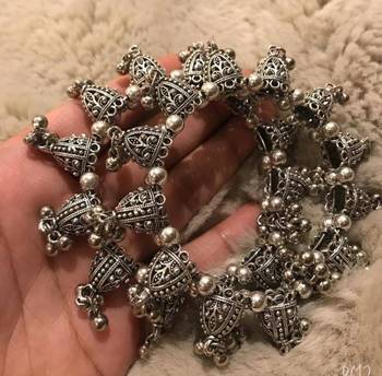 Trendy jhumki ghunghroo bangle hand kada, dome shape kada, indian oxidized kada  3