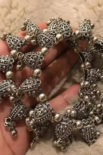 Trendy jhumki ghunghroo bangle hand kada, dome shape kada, indian oxidized kada 