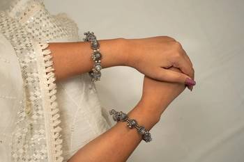 Trendy jhumki ghunghroo bangle hand kada, dome shape kada, indian oxidized kada  5