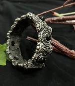 Black polish bracelet oxidised indian ethnic jewelry german silver antique silver kada gift for her