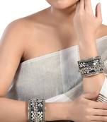 Hot selling kada afghani mirror glass bangles, oxidised antique silver bracelet, boho jewelry gift