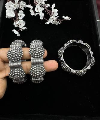 hand kada silver plated antique openable broad bracelet ghunghroo bangle gifts for her 3