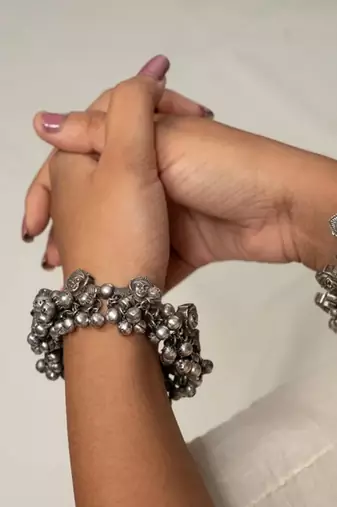 Maadurga openable kada, indian oxidized german silver jewelry, tribal banjara style
