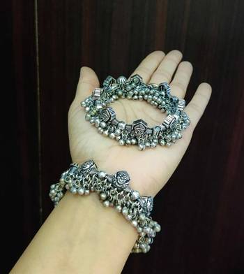 Maadurga openable kada, indian oxidized german silver jewelry, tribal banjara style 4
