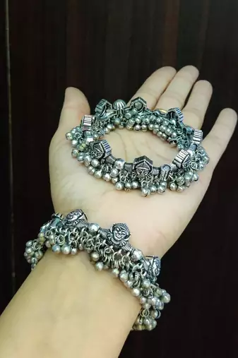 Maadurga openable kada, indian oxidized german silver jewelry, tribal banjara style