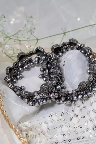 Maadurga openable kada, indian oxidized german silver jewelry, tribal banjara style
