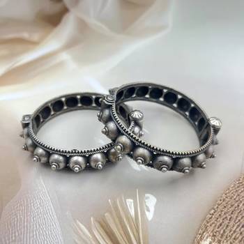 Openable handcrafted silver antique kada bangle set of 6 premium quality 4