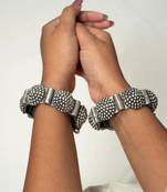 Black polish kada, oxidised indian ethnic jewelry, german silver bracelet, iantique bracelet