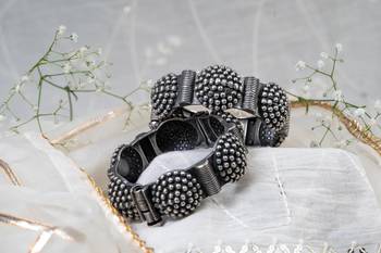 Black polish kada, oxidised indian ethnic jewelry, german silver bracelet, iantique bracelet 2