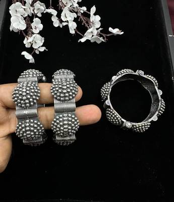 Black polish kada, oxidised indian ethnic jewelry, german silver bracelet, iantique bracelet 4