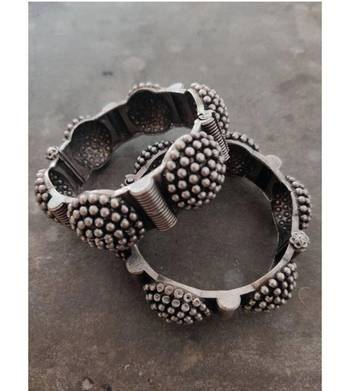 Black polish kada, oxidised indian ethnic jewelry, german silver bracelet, iantique bracelet 5