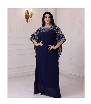 Navy Blue Farasha Kaftan Embroidered Work for Wedding and Party Dress 1