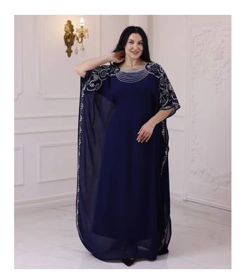 Navy Blue Farasha Kaftan Embroidered Work for Wedding and Party Dress 2