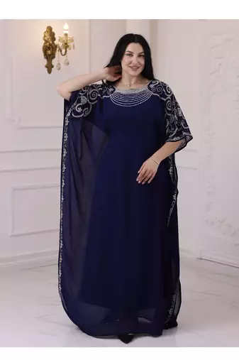 Navy Blue Farasha Kaftan Embroidered Work for Wedding and Party Dress