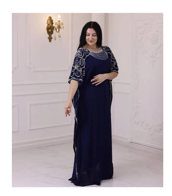 Navy Blue Farasha Kaftan Embroidered Work for Wedding and Party Dress 3