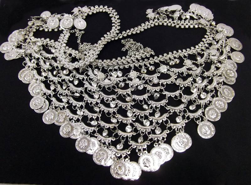 Bollywood style silver coin silver plated party wear waist belt