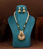 Green color meena work matte gold rajwadi temple necklace set