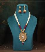 Rani color matte gold rajwadi temple necklace set