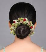 Multi color rose flower gajra for women hair pin