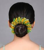Yellow color flower gajra for women hair pin