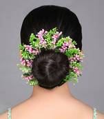 Pink color flower gajra for women hair pin