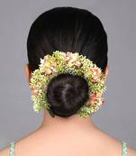 Peach color flower gajra for women hair pin