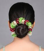 Maroon color flower gajra for women hair pin