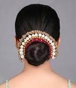 Rani color flower gajra for women hair pin