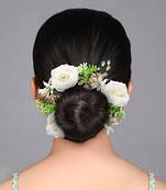 White color rose flower gajra for women hair pin