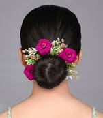 Purple color rose flower gajra for women hair pin