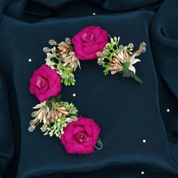 Purple color rose flower gajra for women hair pin 2