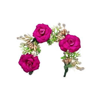 Purple color rose flower gajra for women hair pin 3