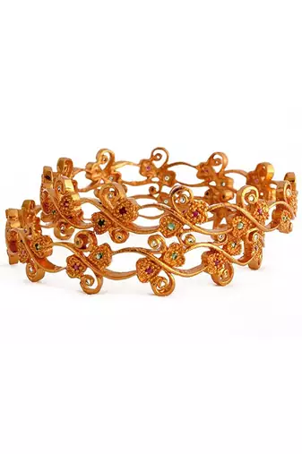 Ruby and emerald bangles set