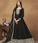 Art silk black embroidered designer salwar kameez