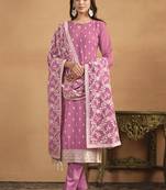 Faux georgette embroidered salwar kameez in pink