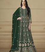 Faux georgette green wedding designer salwar kameez