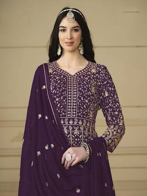 Faux georgette purple anarkali salwar kameez 3
