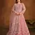 Light pink net embroidered floor length salwar kameez