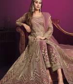 Net sequins floor length salwar kameez in light pink